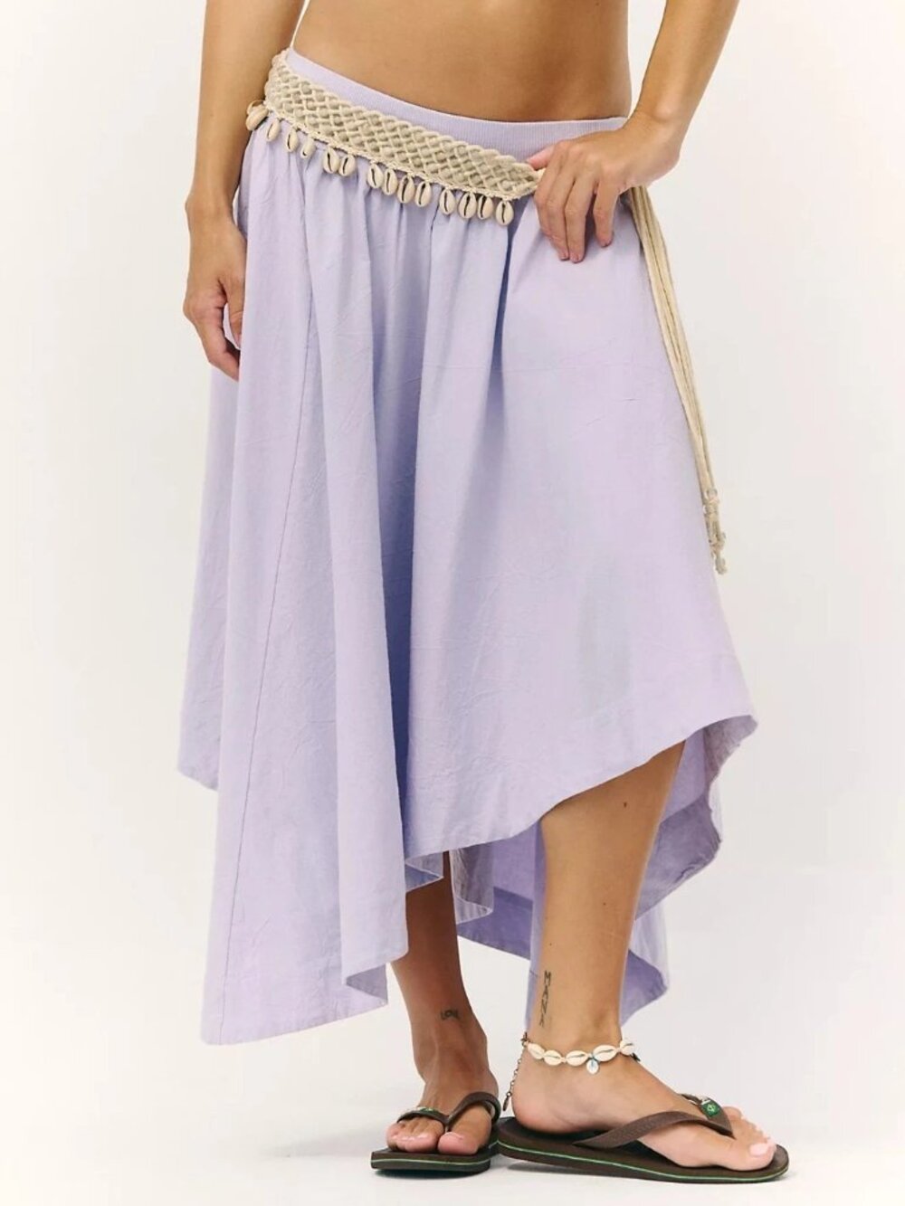 Free People Free-Est Annette Baby Midi Skirt Asymmetrical Cotton Solid S 290432